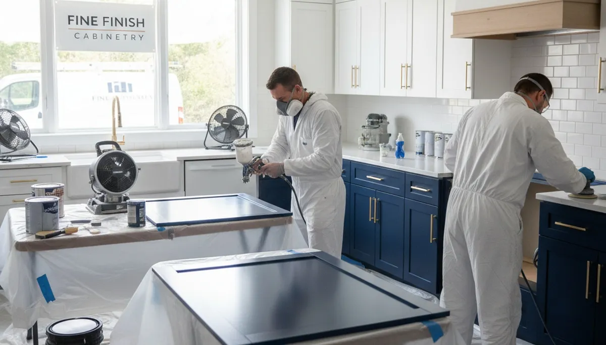 Professional cabinet painting and refinishing in Greensboro, NC kitchen by local painting contractors