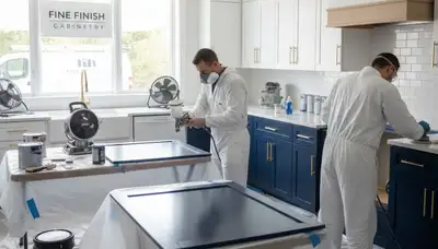 Professional cabinet painting and refinishing in Greensboro, NC kitchen by local painting contractors