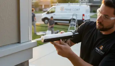 Professional caulking and sealing on Greensboro NC home exterior by expert house painters