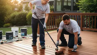 Professional deck staining service in Greensboro, NC with durable wood finish and expert painters