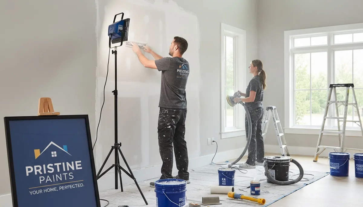 Drywall repair experts fixing wall cracks and humidity damage in Greensboro NC home interior
