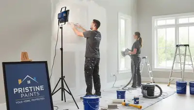 Drywall repair experts fixing wall cracks and humidity damage in Greensboro NC home interior