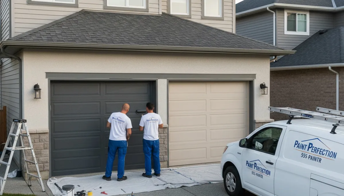Professional garage door painting in Greensboro NC by expert house painters for lasting curb appeal
