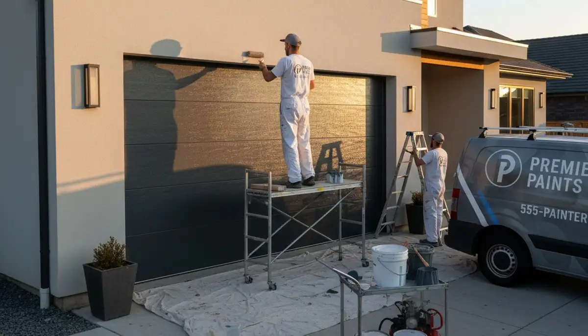Professional garage door painting in Greensboro NC by expert house painters for lasting curb appeal