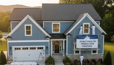 Professional house painters working on exterior home in Greensboro NC