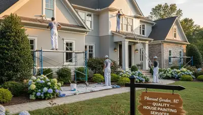 Professional house painters working on residential exterior in Greensboro NC
