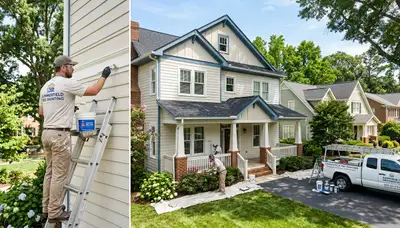 Professional house painters in Greensboro NC finishing exterior home painting project