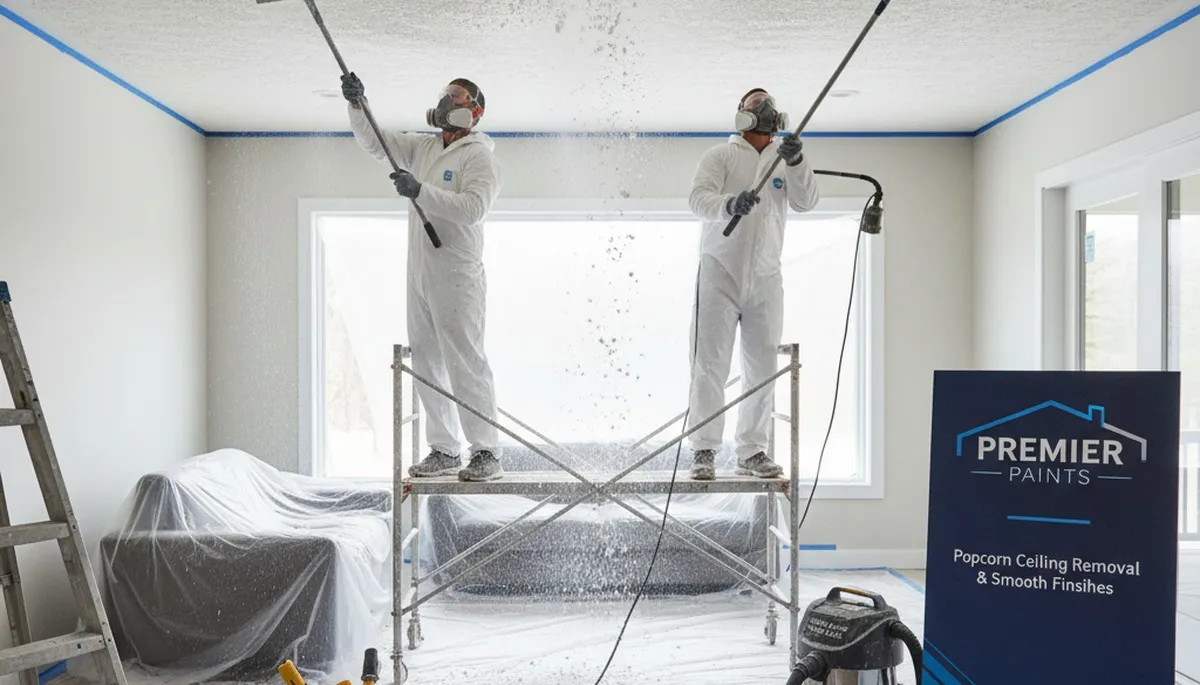 Professional popcorn ceiling removal in Greensboro NC home by expert painting contractors