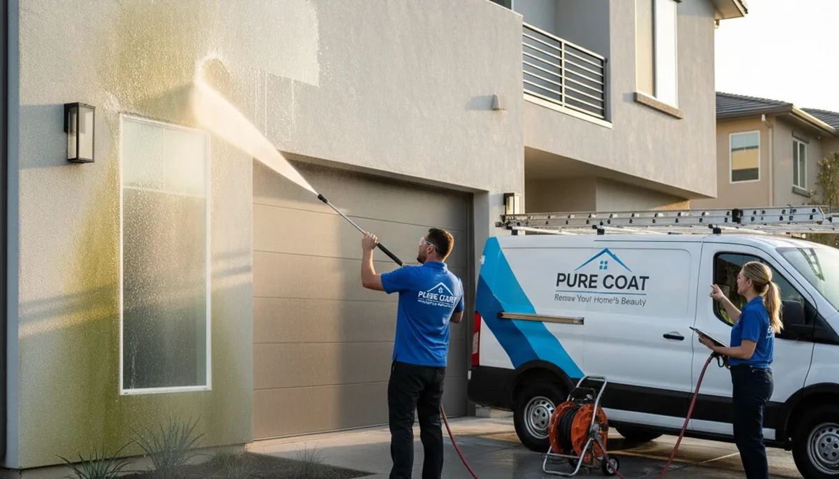 Professional pressure washing Greensboro NC home siding and driveway by local painting contractors
