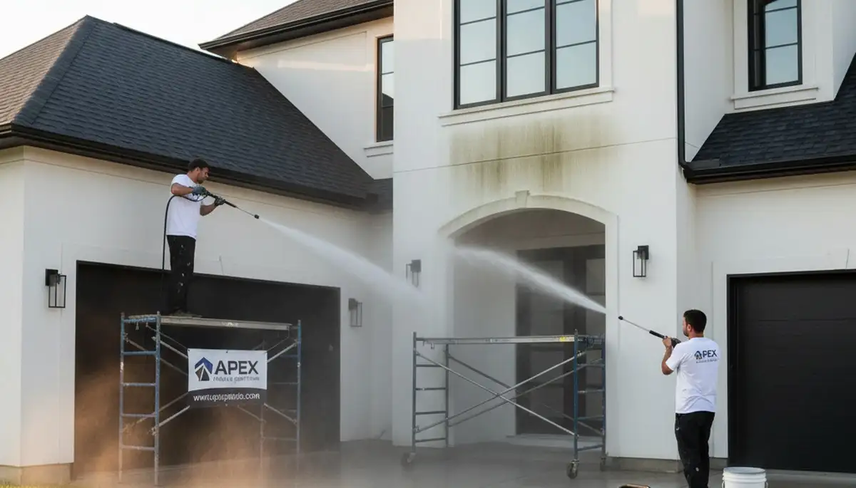 Professional pressure cleaning and house painting in Greensboro, NC restoring siding and driveways