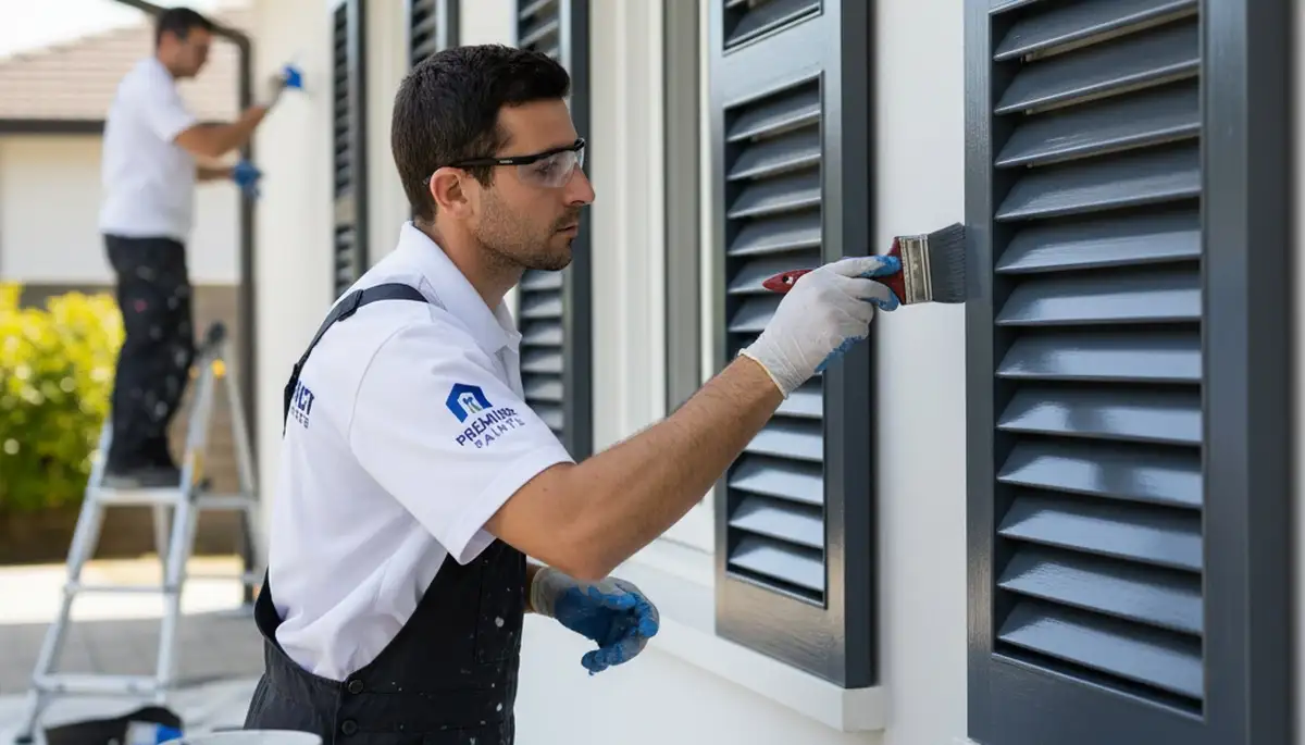 Professional shutter painting on a Greensboro NC home exterior by expert house painters