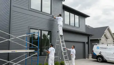 Professional siding painting on Greensboro NC home exterior by expert house painters