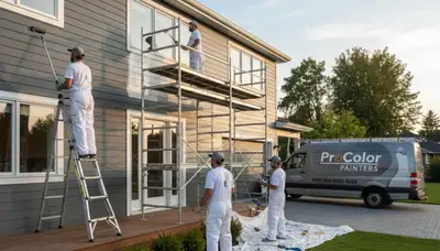 Professional siding painting on Greensboro NC home by expert exterior house painters