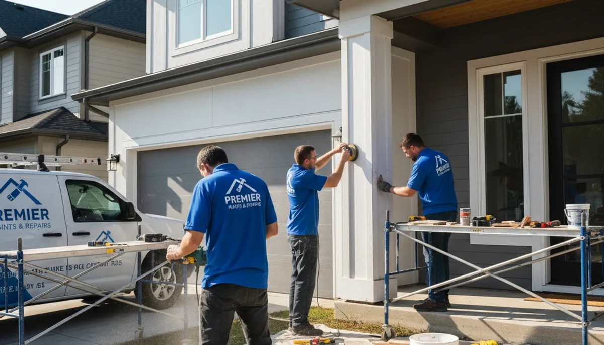 Professional wood rot repair and painting on home exterior in Greensboro, NC